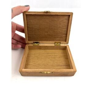 VTG Rainbow Chevron Fabric Wooden Trinket Box Small 1970s